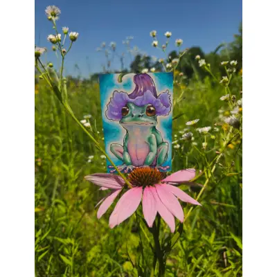Violet Petunia Frog - Original ACEO aceo art card thumbnail 2