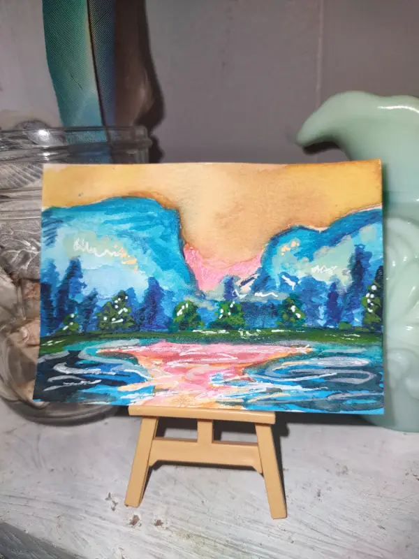 ACEO Original Art "Mountain Morning" Mountains, Landscape Watercolors aceo art card