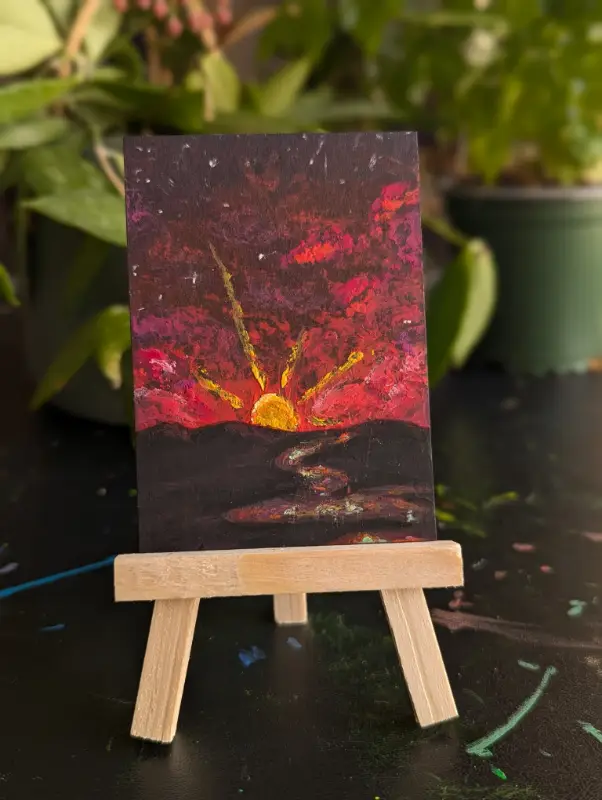 Sunset River aceo art card