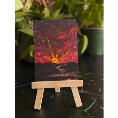 Sunset River aceo art card thumbnail 1