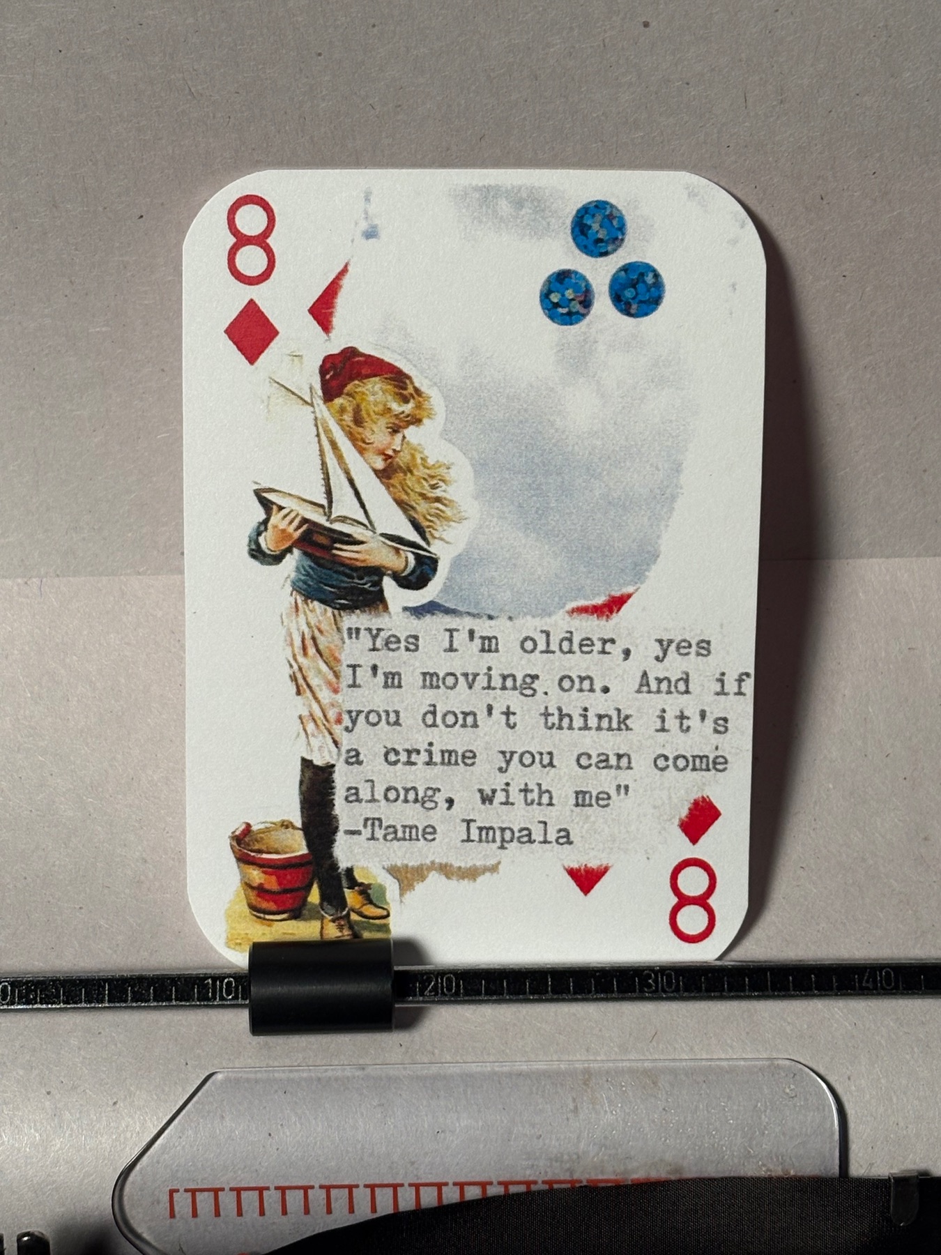 Sailboat Tame Impala quote collage print by Mazerzine aceo art card