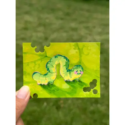 Leaf Bites aceo art card thumbnail 1