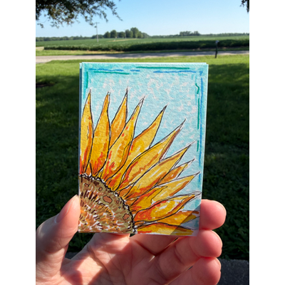 Sunflower aceo art card thumbnail 3