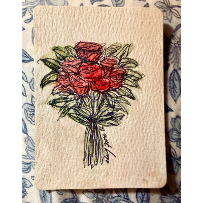 Red Rose Bouquet aceo art card thumbnail 2