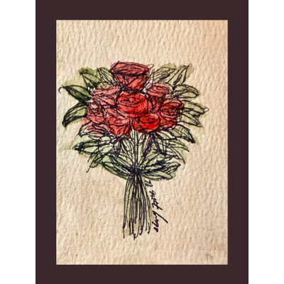 Red Rose Bouquet aceo art card thumbnail 3