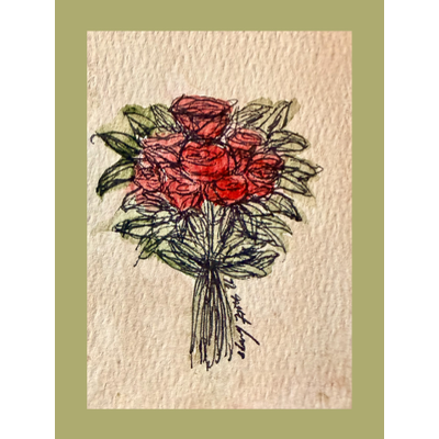 Red Rose Bouquet aceo art card thumbnail 4