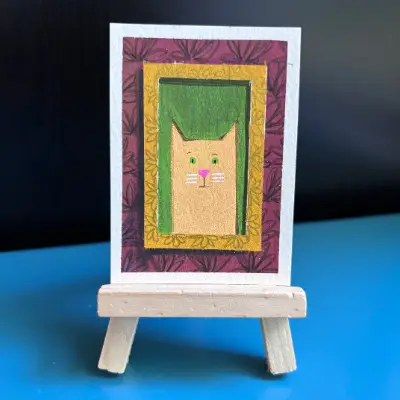 ACEO Original, “Charlie,” Acrylic Paint Markers aceo art card thumbnail 2