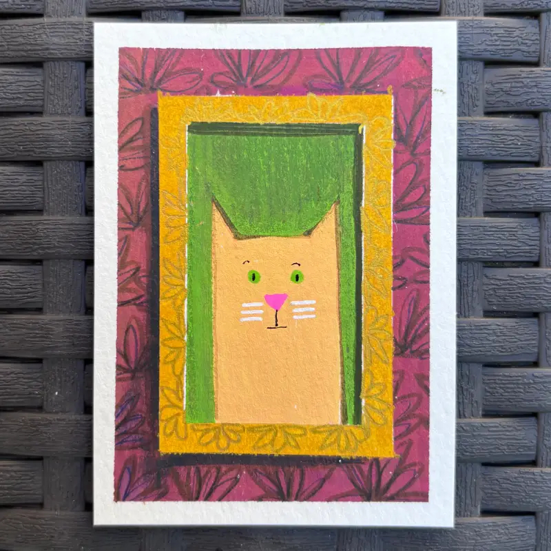 ACEO Original, “Charlie,” Acrylic Paint Markers aceo art card