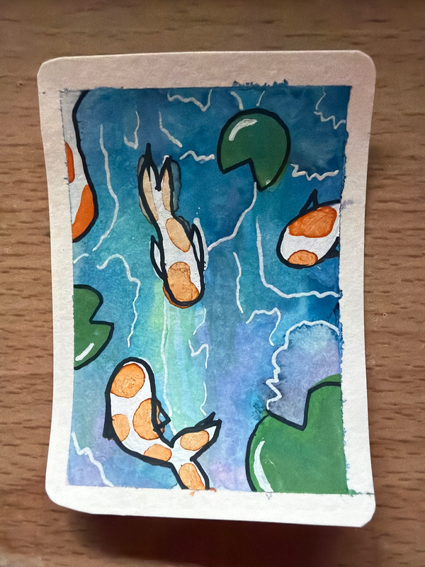 Koi Pond 2/2 aceo art card