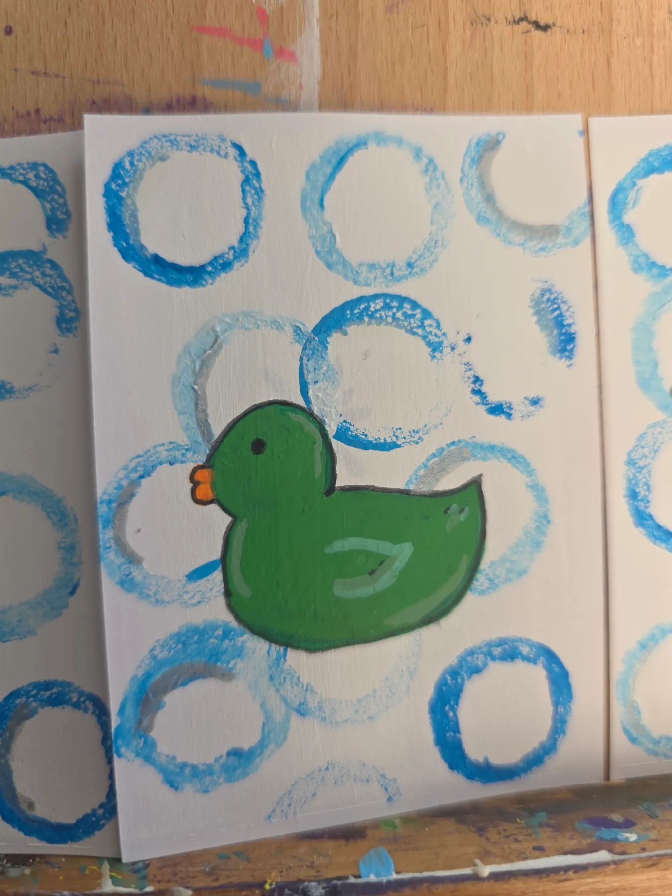 Bubble Ducky Green aceo art card