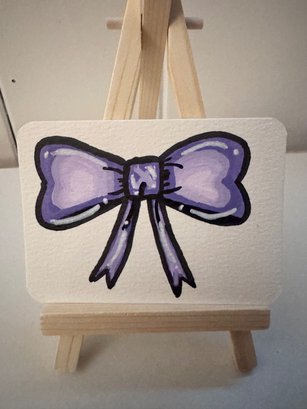 Purple Bow aceo art card