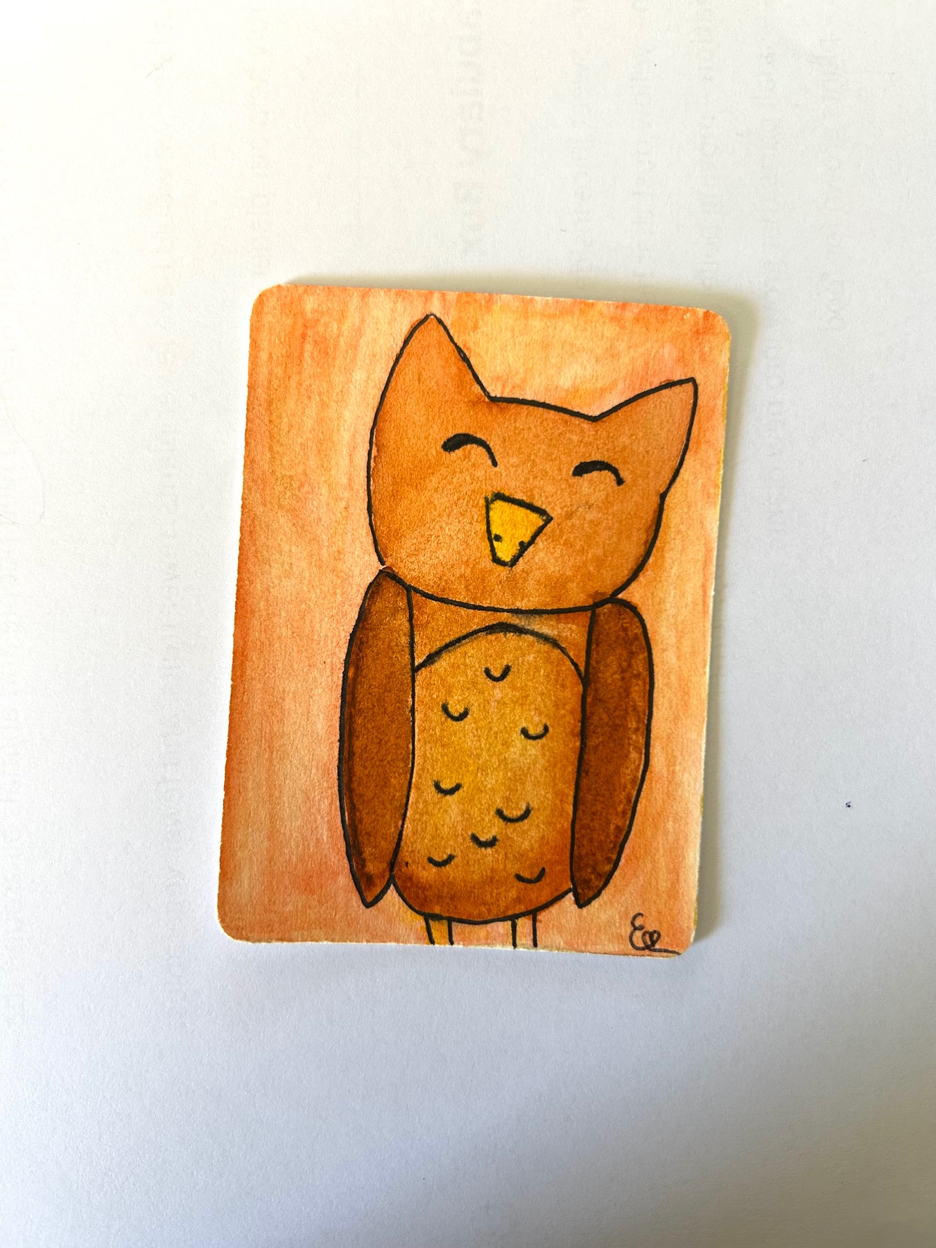 Happy Owl aceo art card