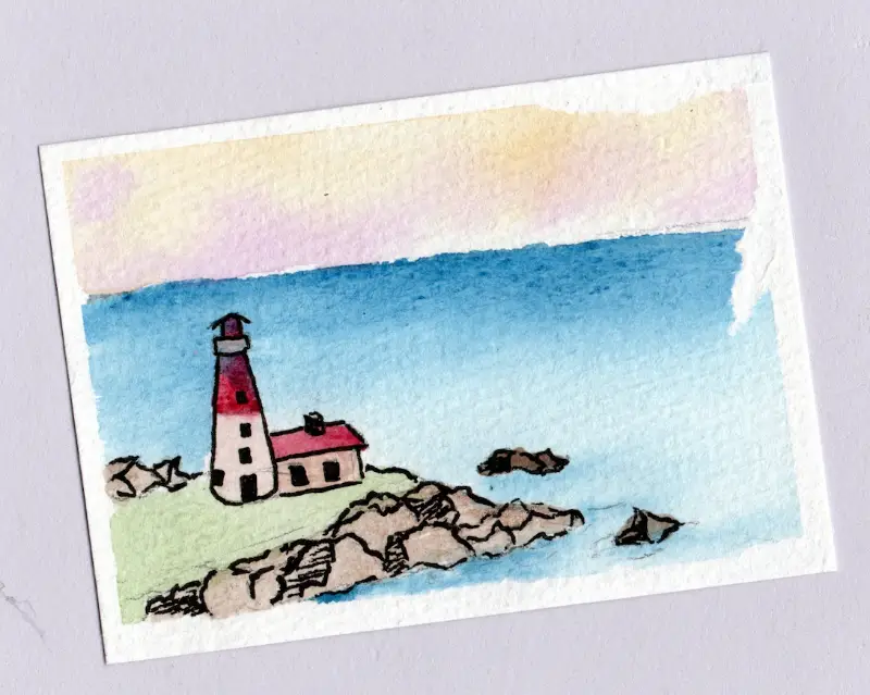The Red Lighthouse aceo art card