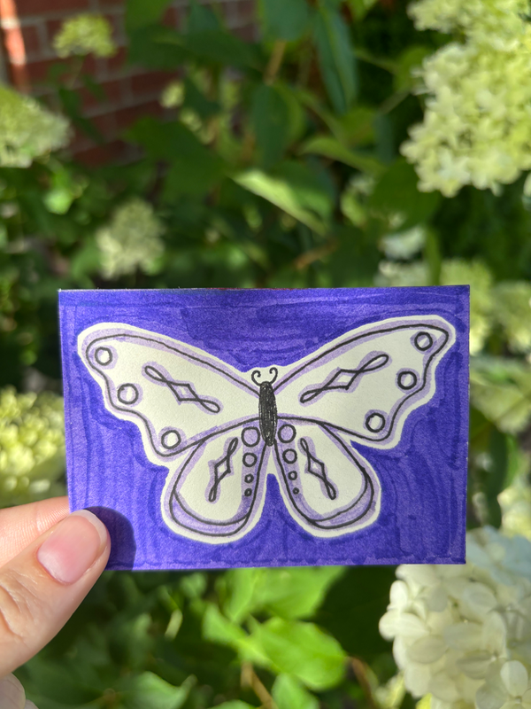 Whimsical Butterfly Series (Purple Butterfly) aceo art card