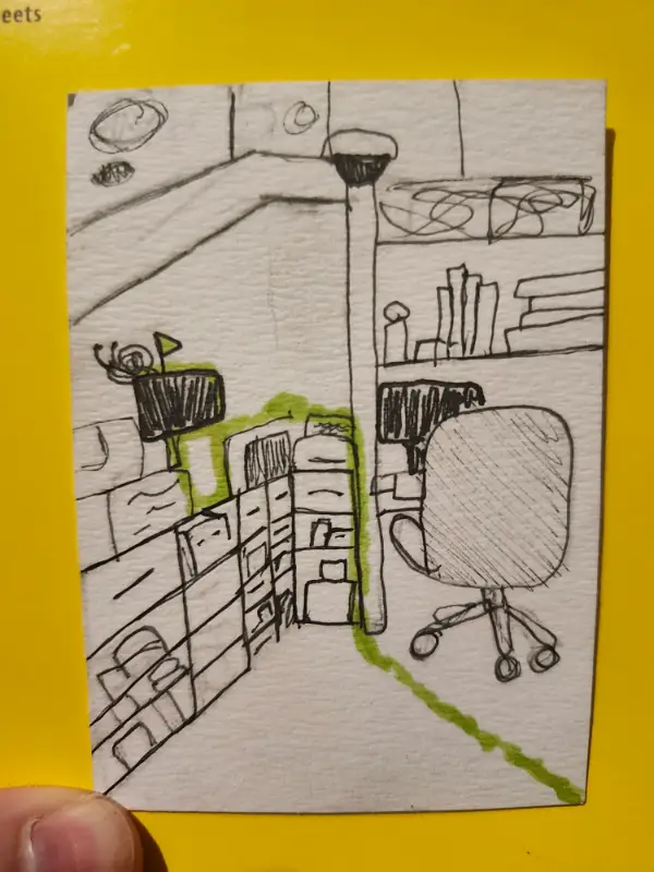 Little Snail's Office Adventure aceo art card