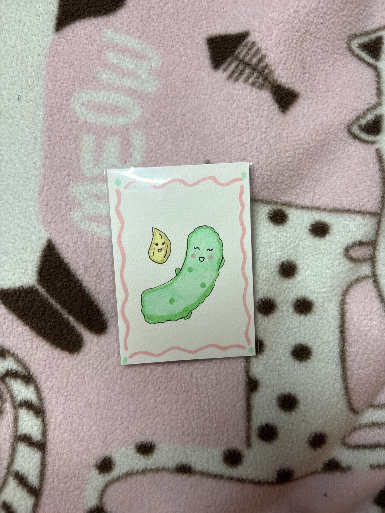 Pickle and garlic aceo art card
