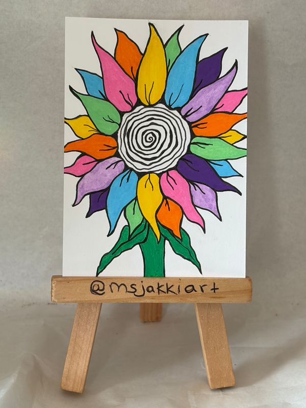 Neon Sunflower aceo art card