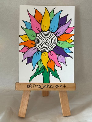 Neon Sunflower aceo art card thumbnail 1