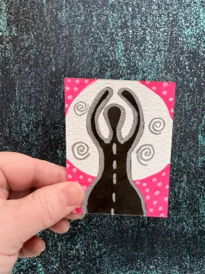 Original ACEO Art Witchy Spiritual Goddess Art Acrylic/Ink Mini 2.5x3.5 aceo art card thumbnail 1