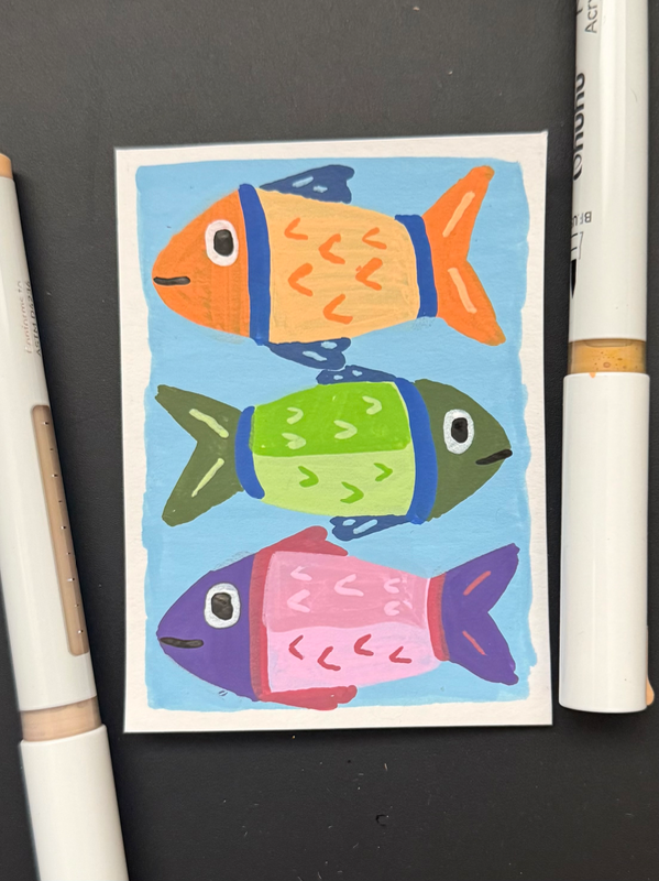 Fish aceo art card