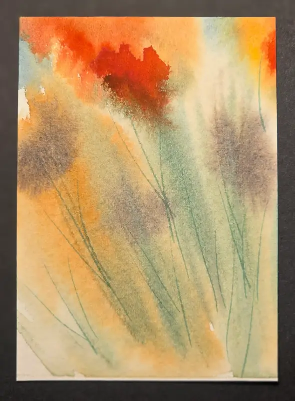 Abstract Flowers aceo art card