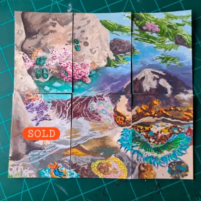 Tide Pool Polyptych 5/6 aceo art card thumbnail 2