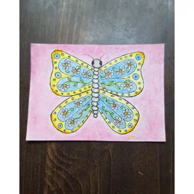 Daisy Butterfly aceo art card thumbnail 1