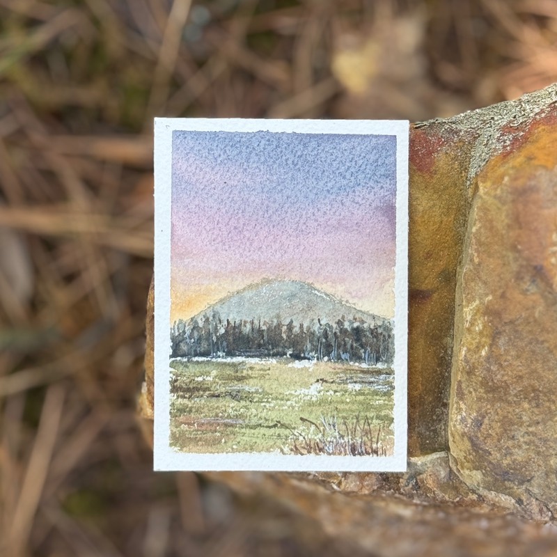 ACEO Original Watercolor, "Pinnacle Moutain" aceo art card