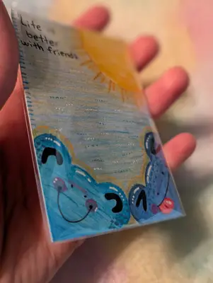 'Life is Better with Friends' Inspo-Frog 7/10 aceo art card thumbnail 4