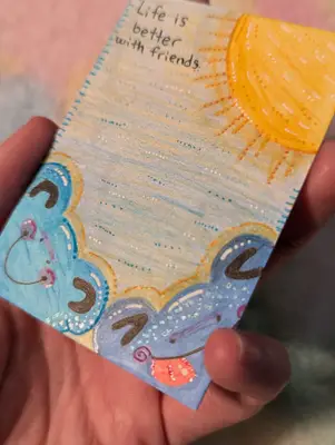 'Life is Better with Friends' Inspo-Frog 7/10 aceo art card thumbnail 3