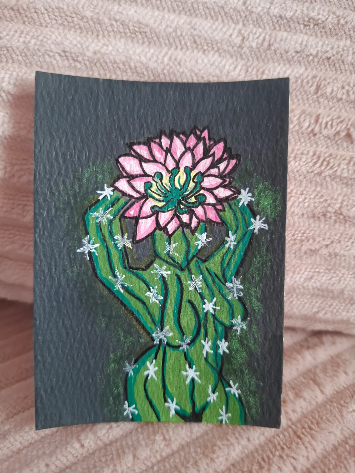 Cactus Woman aceo art card