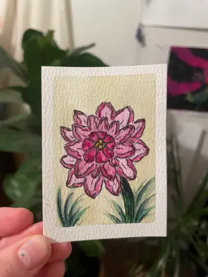 Dahlia aceo art card thumbnail 2