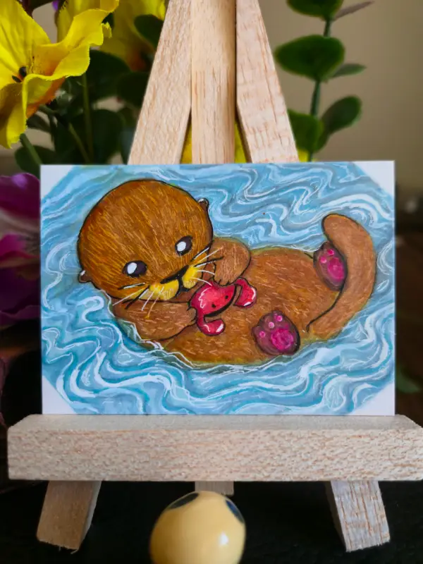 Yummy Crab aceo art card