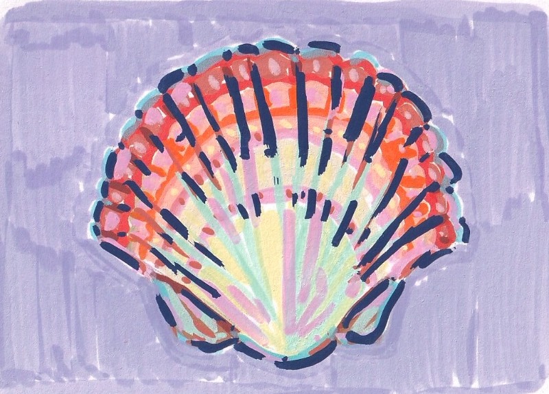 Pastel Shell aceo art card