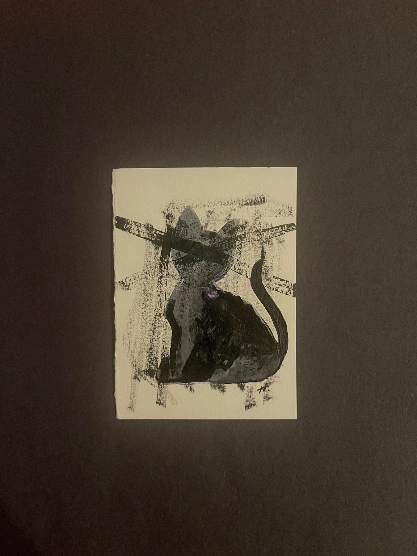 “Curiosity” acrylic ACEO painting of my cat aceo art card