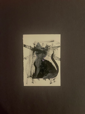 “Curiosity” acrylic ACEO painting of my cat aceo art card thumbnail 1