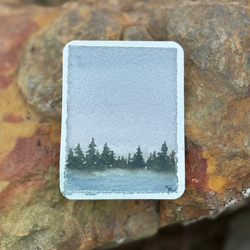 ACEO Watercolor “Muted Treeline” aceo art card
