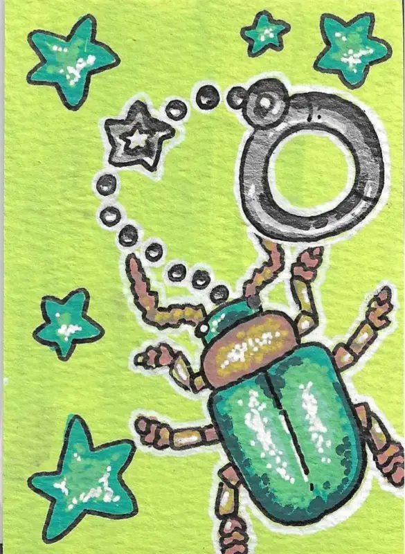 Knotweed Beetle aceo art card