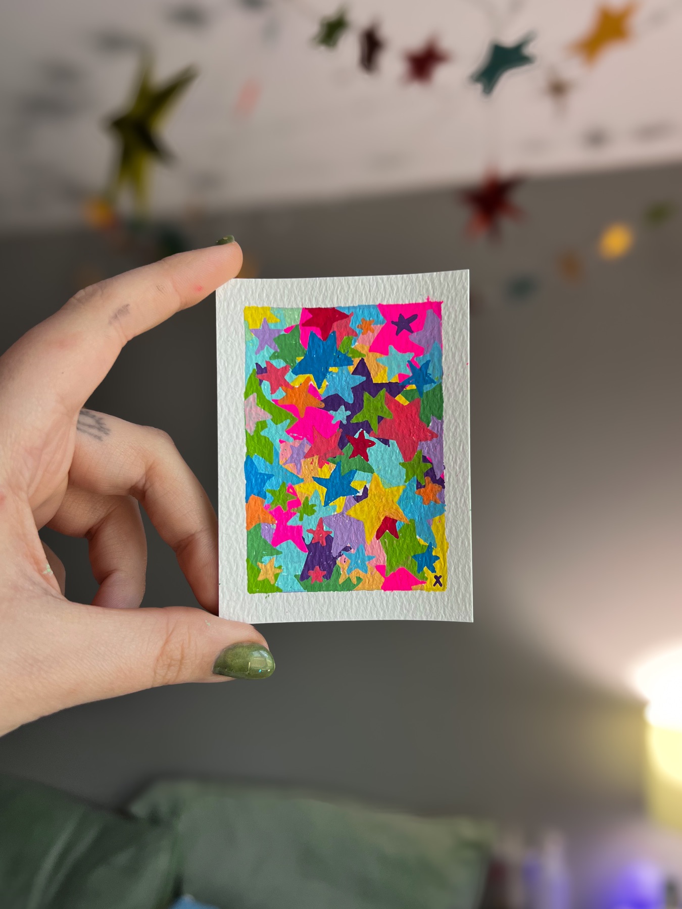 I Spilled My Star Confetti aceo art card