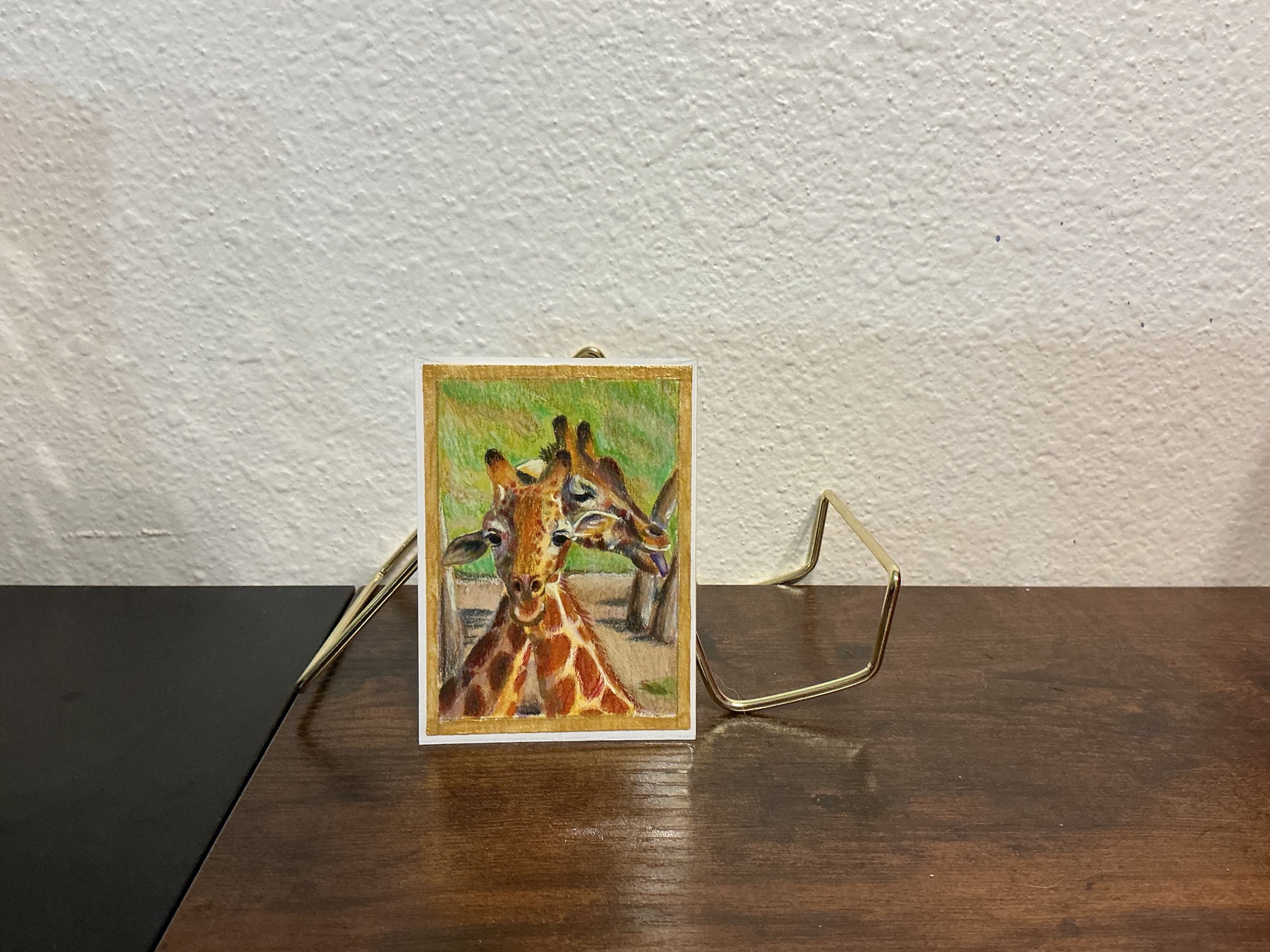 Twin Giraffes aceo art card