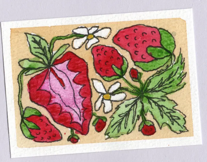 Strawberry Fields aceo art card