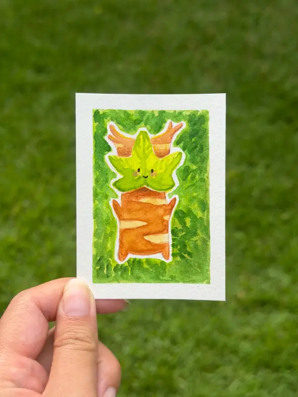 Kukui (Candlenut) Leaf Korok Critter aceo art card
