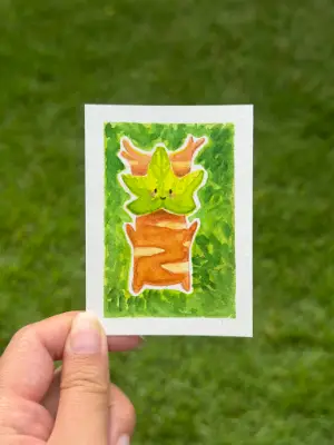 Kukui (Candlenut) Leaf Korok Critter aceo art card thumbnail 1