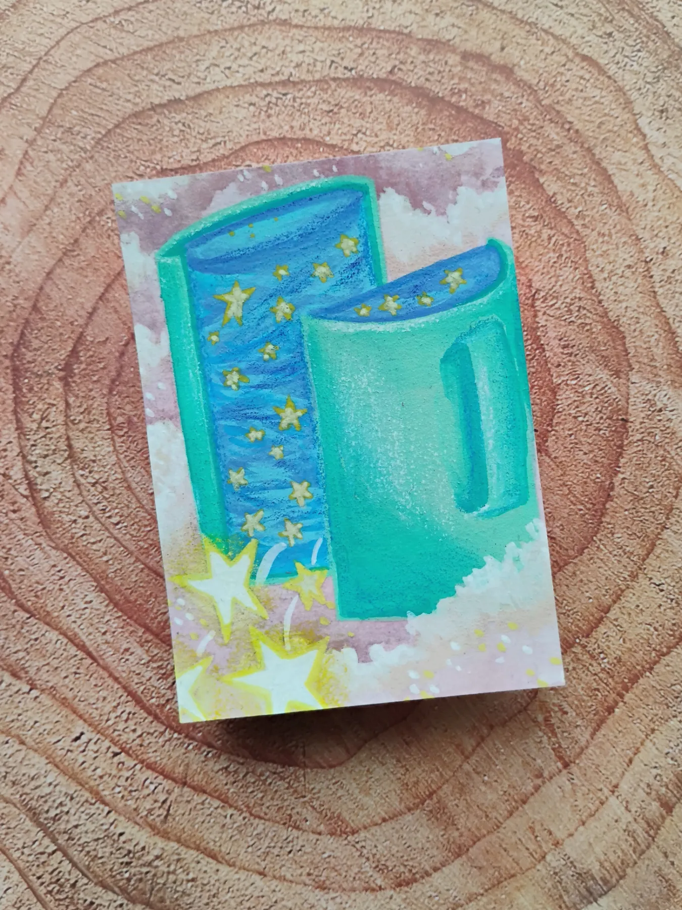 "Cosmic Joe" Pop Surrealism, Fantasy, Acrylic, Gouache by BeDiscreetArt aceo art card