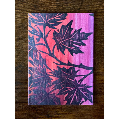 Maple Summer Silhouette - Hand-Carved Block Print aceo art card thumbnail 3