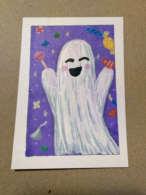 Raining Candy aceo art card