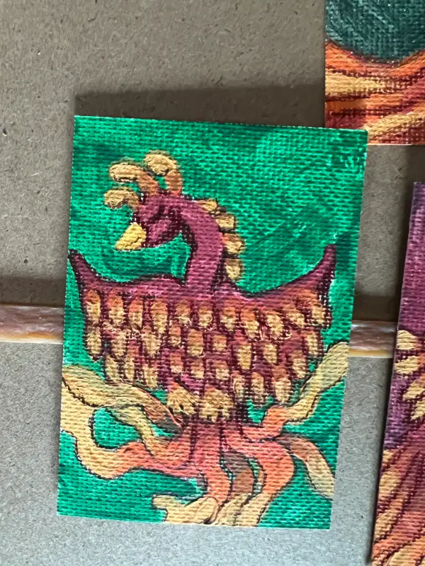 Original Joyful Phoenix ACEO #1/6 Mystical Phoenix Series aceo art card