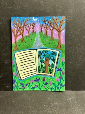 Enchanted Reading Path aceo art card thumbnail 2