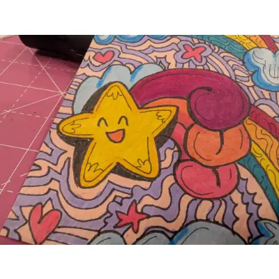 rainbow shooting star aceo art card thumbnail 2