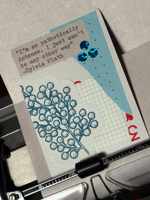 Quote Card #243 by Mazerzine Sylvia Plath blue berries aceo art card thumbnail 2